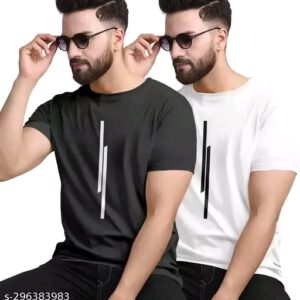 Dzee Black&White Tshirt For Men Pack Of 2